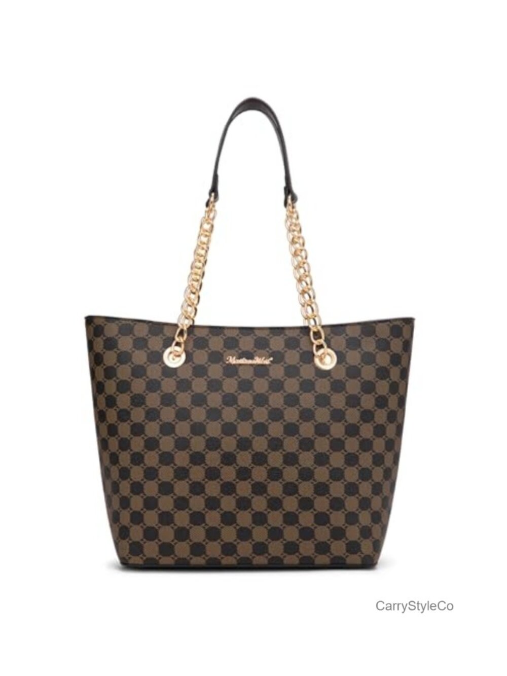 Women's Faux Leather Chain Top Handle Satchel Tote Bag